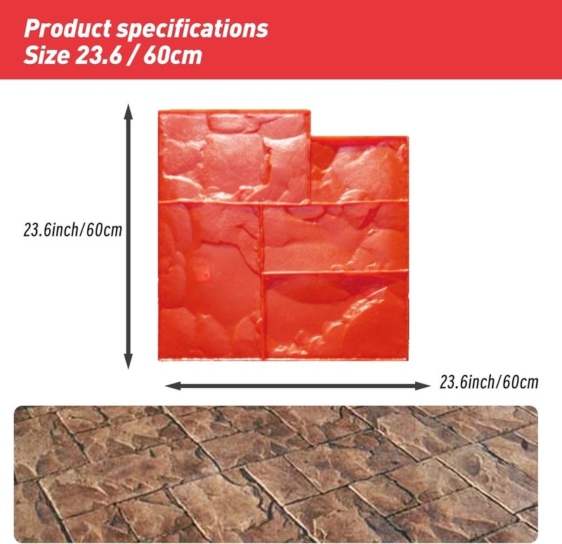 SGHE 23.6" x 23.6" Concrete Mold Stamps - Multiple Patterns and Textures, Stone Texture, Outdoor Stone Forms - Image 2